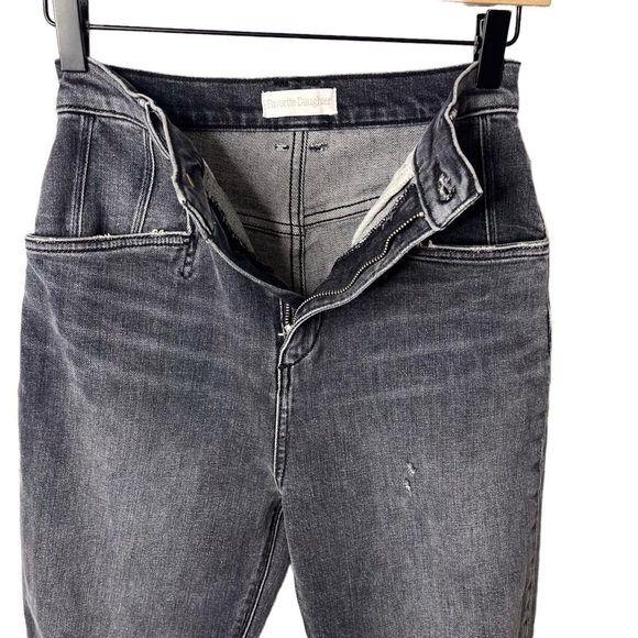 Favorite Daughter The Jordie Super High Rise Straight Jeans Gray Black Size 23 - Picture 5 of 9